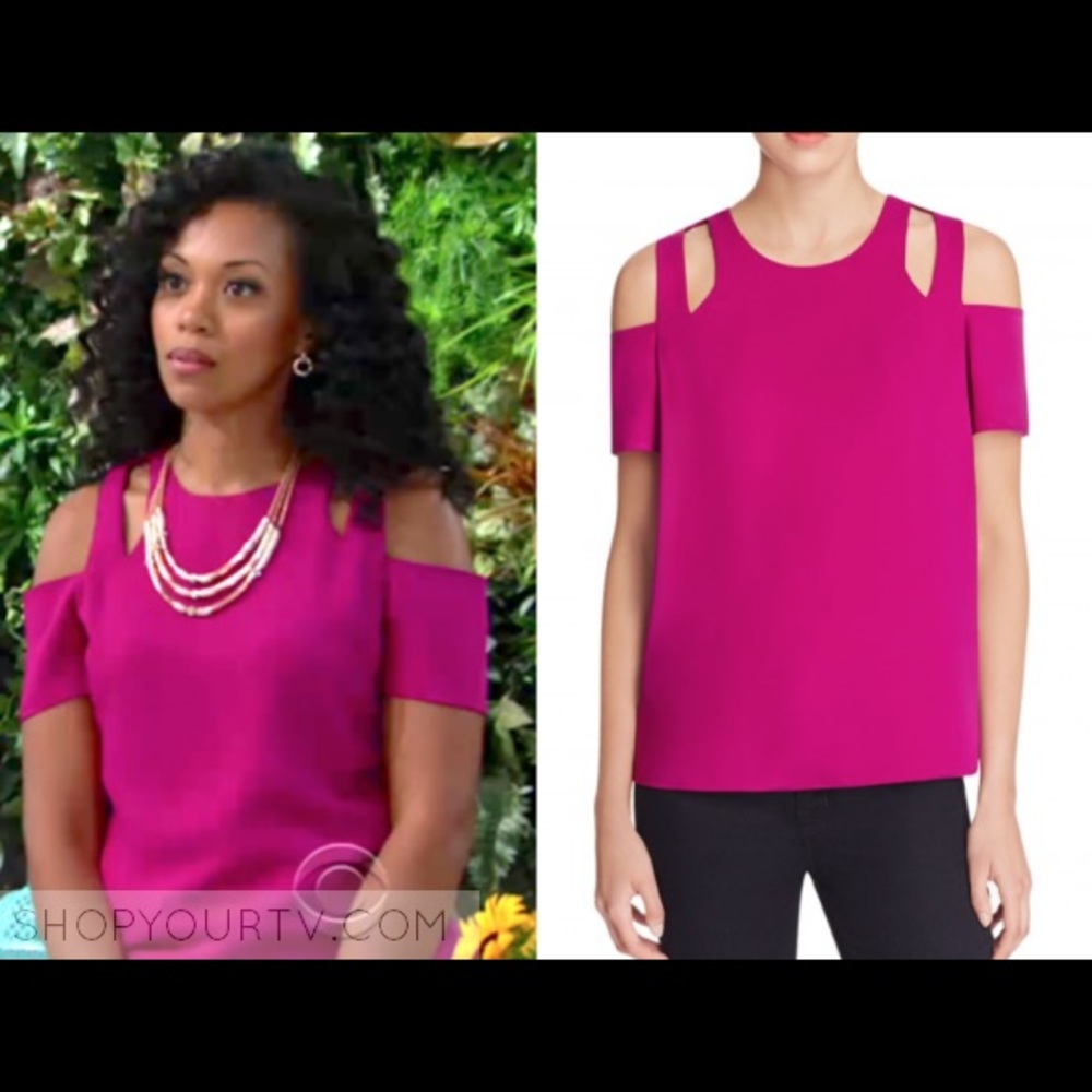 Cooper & Ella Women's Emma Cold Shoulder Top in fuchsia